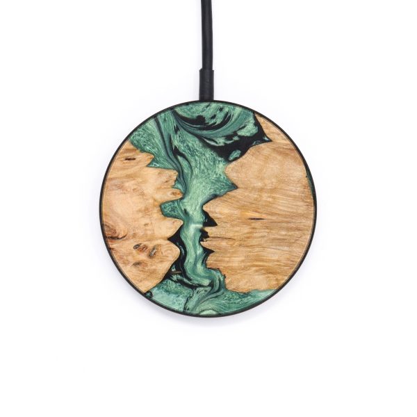 Circle Wood+Resin Wireless Charger - Francine (Green, 637894) Hot on Sale