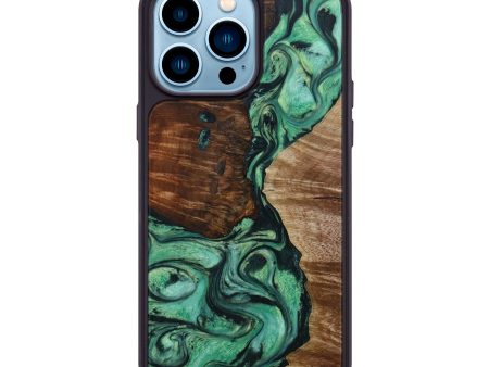 iPhone 14 Pro Max Wood+Resin Phone Case - Antoine (Green, 642153) Online now