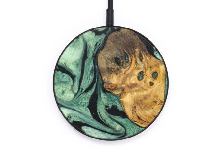 Circle Wood+Resin Wireless Charger - Kyleigh (Green, 637896) For Discount