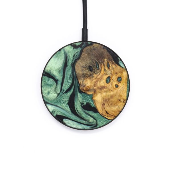 Circle Wood+Resin Wireless Charger - Kyleigh (Green, 637896) For Discount