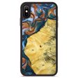 iPhone Xs Max Wood+Resin Phone Case - Noah (Teal & Gold, 641007) on Sale