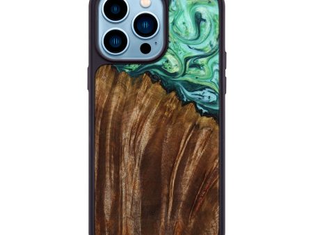 iPhone 14 Pro Max Burl Wood Phone Case - Solomon (Green, 643254) For Cheap