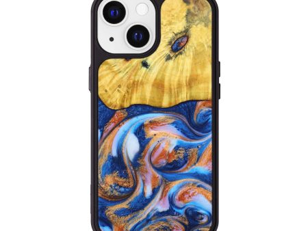 iPhone 13 Wood+Resin Phone Case - Tameka (Teal & Gold, 638856) Hot on Sale