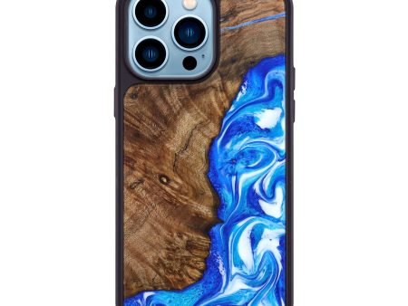 iPhone 14 Pro Max Wood+Resin Phone Case - Daleyza (Blue, 638178) on Sale