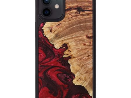 iPhone 12 Wood+Resin Phone Case - Daxton (Red, 638462) For Sale