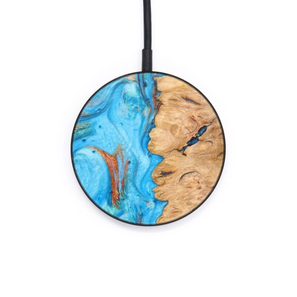 Circle Wood+Resin Wireless Charger - Savanna (Teal & Gold, 637565) Cheap