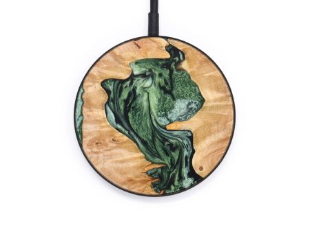 Circle Wood+Resin Wireless Charger - Thiago (Green, 640675) For Sale