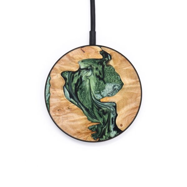 Circle Wood+Resin Wireless Charger - Thiago (Green, 640675) For Sale