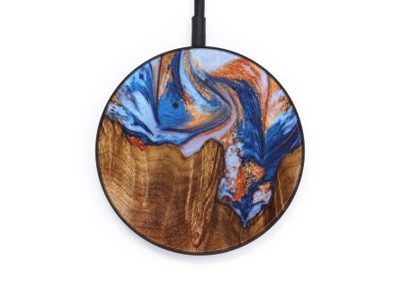 Circle Wood+Resin Wireless Charger - Ana (Teal & Gold, 640156) Online