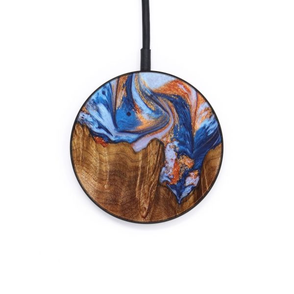 Circle Wood+Resin Wireless Charger - Ana (Teal & Gold, 640156) Online