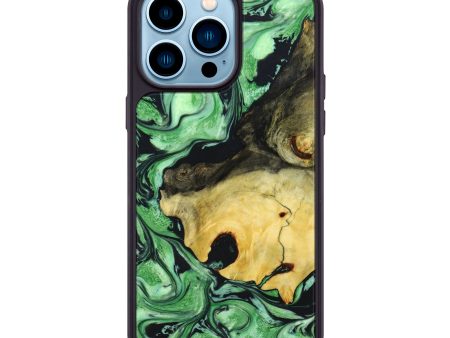 iPhone 14 Pro Max Wood+Resin Phone Case - Vicky (Green, 640885) Fashion