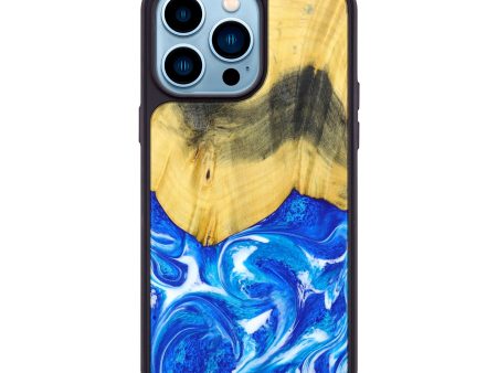 iPhone 14 Pro Max Wood+Resin Phone Case - Marsha (Blue, 638020) Cheap