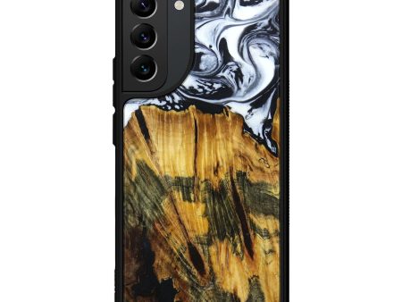 Galaxy S22 Plus Wood+Resin Phone Case - Megan (Black & White, 639576) Supply