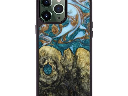 iPhone 13 Pro Max Wood+Resin Phone Case - Nolan (Teal & Gold, 641003) Supply