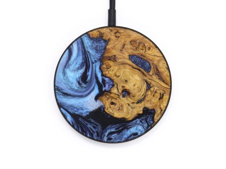 Circle Wood+Resin Wireless Charger - Julianna (Blue, 640115) on Sale