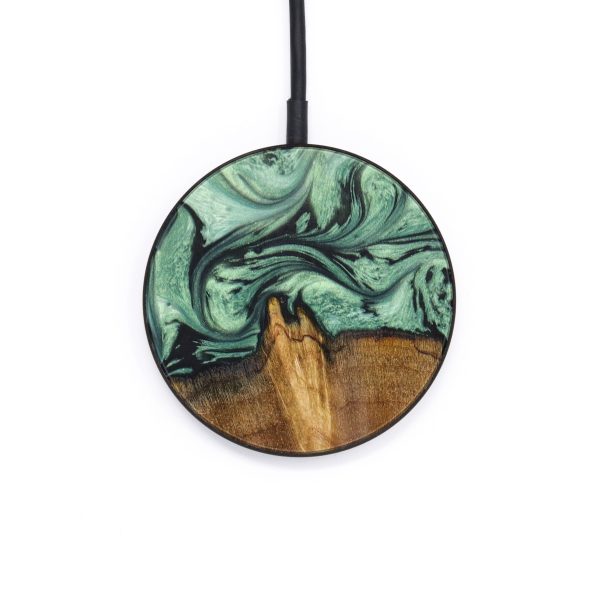 Circle Wood+Resin Wireless Charger - Carson (Green, 637891) Hot on Sale