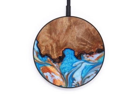 Circle Wood+Resin Wireless Charger - Brielle (Teal & Gold, 637540) Fashion