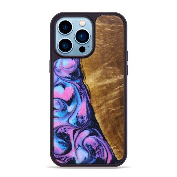 iPhone 14 Pro Max Wood+Resin Phone Case - Arturo (Purple, 639531) For Sale