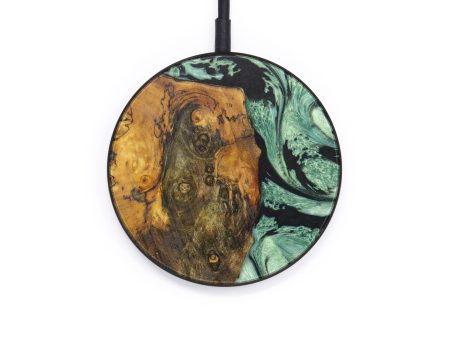 Circle Wood+Resin Wireless Charger - Ralph (Green, 637898) For Cheap