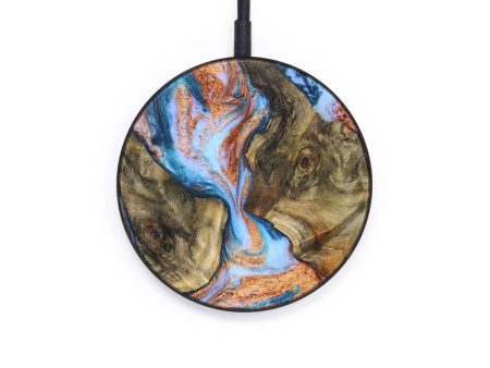 Circle Wood+Resin Wireless Charger - Giuliana (Teal & Gold, 637874) Discount