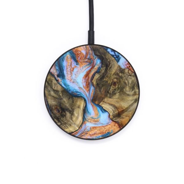 Circle Wood+Resin Wireless Charger - Giuliana (Teal & Gold, 637874) Discount