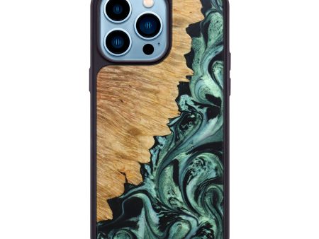 iPhone 14 Pro Max Wood+Resin Phone Case - Knox (Green, 638875) Online now