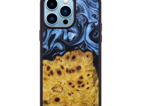 iPhone 14 Pro Max Wood+Resin Phone Case - Kristy (Blue, 639547) For Cheap