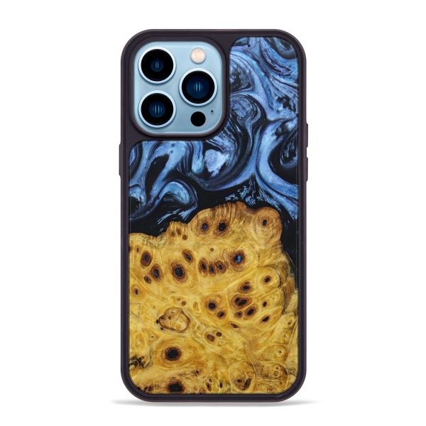 iPhone 14 Pro Max Wood+Resin Phone Case - Kristy (Blue, 639547) For Cheap