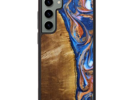 Galaxy S23 Plus Wood+Resin Phone Case - Dean (Teal & Gold, 638858) on Sale