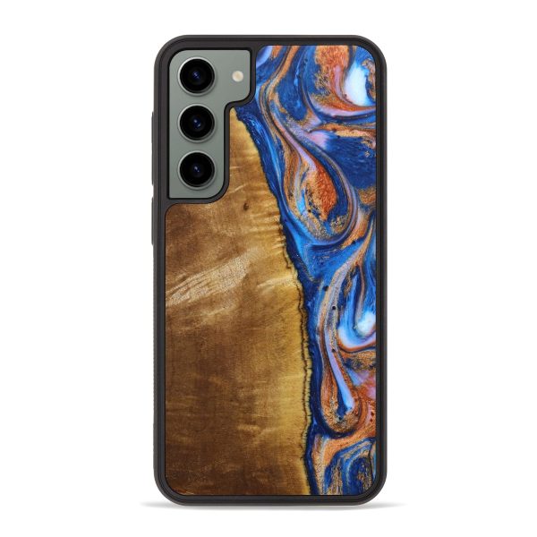 Galaxy S23 Plus Wood+Resin Phone Case - Dean (Teal & Gold, 638858) on Sale