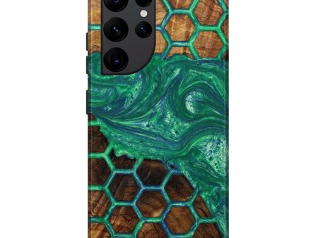 Galaxy S22 Ultra Wood+Resin Live Edge Phone Case - Bonnie (Green, 643463) Cheap