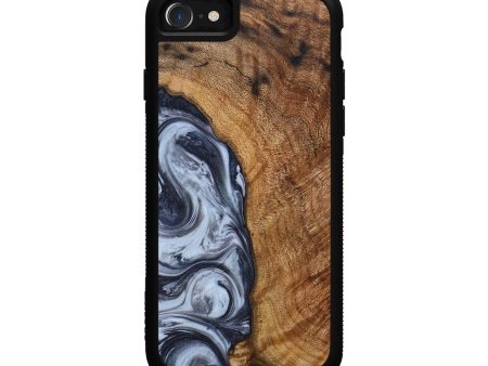 iPhone SE Wood+Resin Phone Case - Caylee (Black & White, 638945) Online Sale