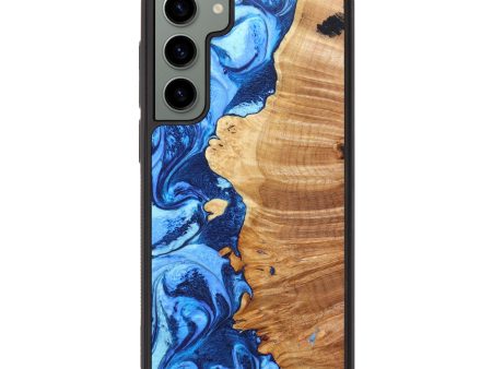 Galaxy S23 Plus Wood+Resin Phone Case - Wilfred (Blue, 638708) For Sale