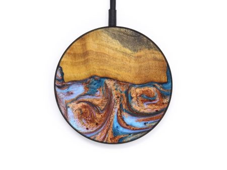 Circle Wood+Resin Wireless Charger - Griffin (Teal & Gold, 637878) For Cheap