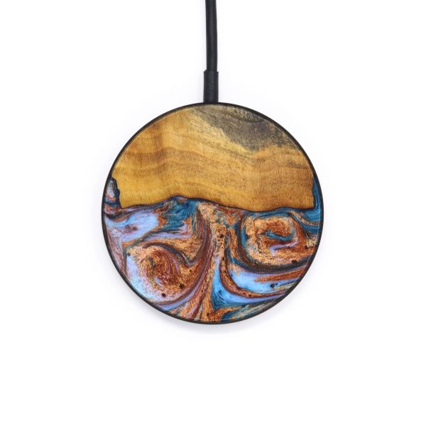 Circle Wood+Resin Wireless Charger - Griffin (Teal & Gold, 637878) For Cheap