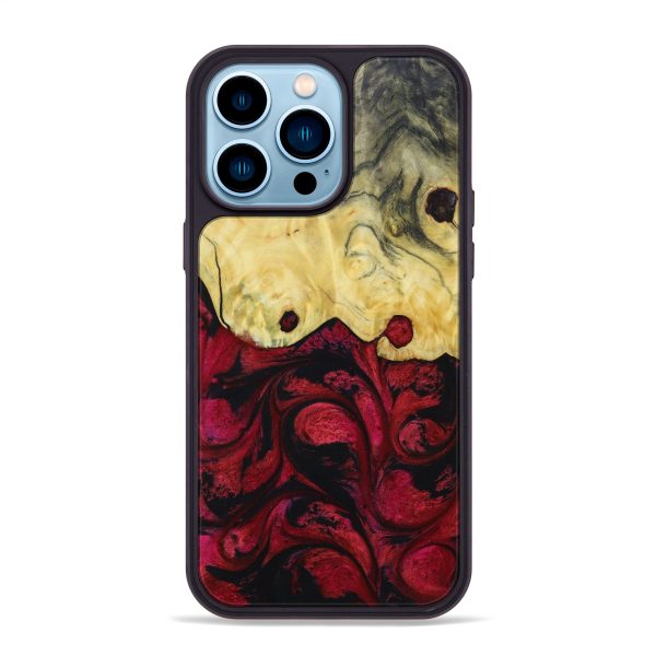 iPhone 14 Pro Max Wood+Resin Phone Case - Malik (Red, 641377) on Sale