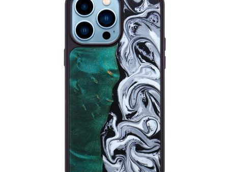 iPhone 14 Pro Max Wood+Resin Phone Case - Evelyn (Black & White, 642144) Discount