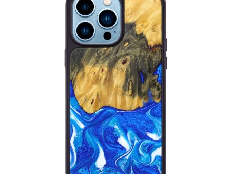 iPhone 14 Pro Max Wood+Resin Phone Case - Bria (Blue, 638175) Fashion