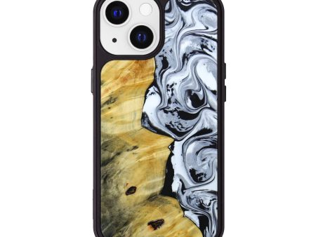 iPhone 13 Wood+Resin Phone Case - Herman (Black & White, 642133) For Sale