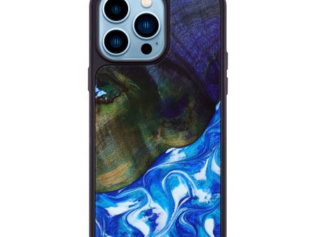 iPhone 14 Pro Max Wood+Resin Phone Case - Mary (Blue, 642217) Discount