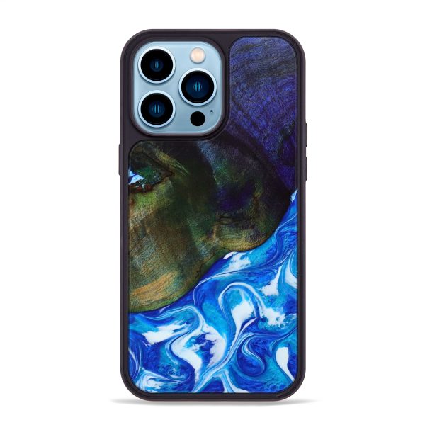 iPhone 14 Pro Max Wood+Resin Phone Case - Mary (Blue, 642217) Discount