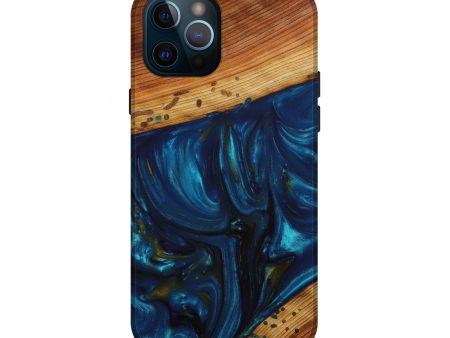 iPhone 12 Pro Wood+Resin Live Edge Phone Case - Malakai (Teal & Gold, 643199) Online