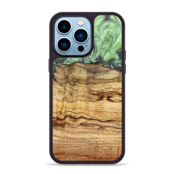 iPhone 14 Pro Max Wood+Resin Phone Case - Lucille (Galaxy, 637756) Cheap