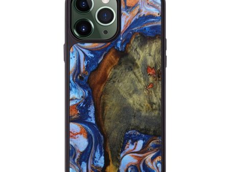 iPhone 13 Pro Max Wood+Resin Phone Case - Fiona (Teal & Gold, 639778) Cheap