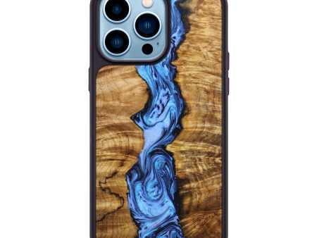 iPhone 14 Pro Max Wood+Resin Phone Case - Sutton (Blue, 639841) Online now