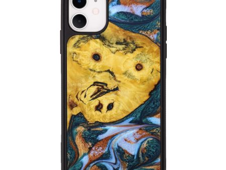 iPhone 11 Wood+Resin Phone Case - Devante (Teal & Gold, 641010) Online