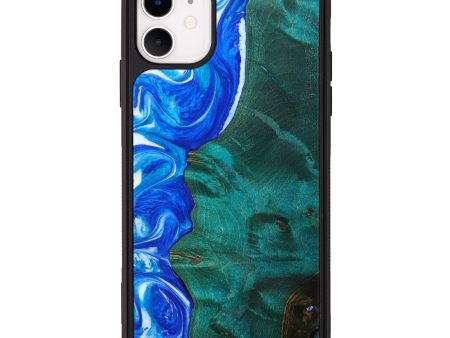 iPhone 11 Wood+Resin Phone Case - Aspen (Blue, 642222) Online Sale