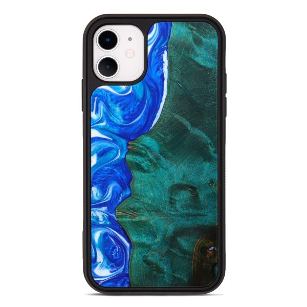 iPhone 11 Wood+Resin Phone Case - Aspen (Blue, 642222) Online Sale