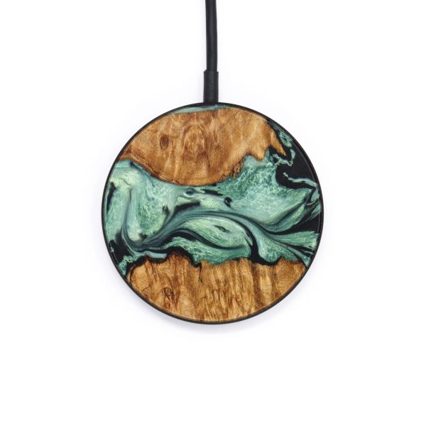 Circle Wood+Resin Wireless Charger - Mary (Green, 637895) Sale