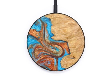 Circle Wood+Resin Wireless Charger - Ken (Teal & Gold, 637541) For Discount